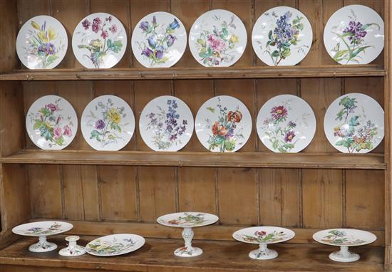 A Victorian Staffordshire botanical dessert service